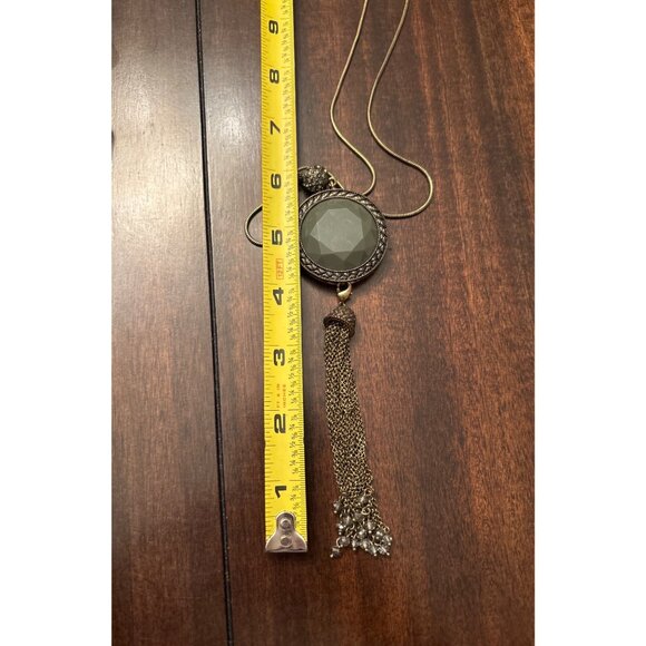 Cold water Creek Long Reversible Tassel Pendant Necklace Green Red - Picture 10 of 10